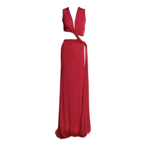 Sid Neigum Triple Loop Knit Dress in Red X-Small New Womens Long Maxi Gown - Picture 12 of 16